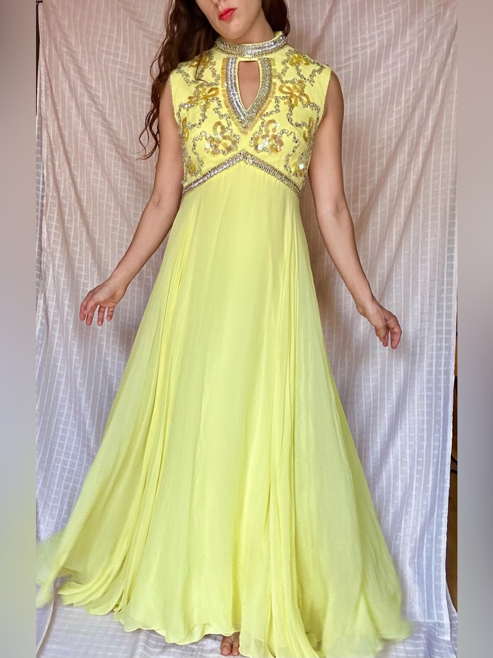 Vintage 60s Beaded Evening Gown